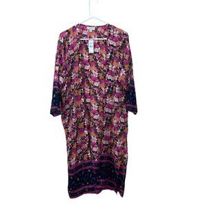 NWT LOFT Cardigan Sz XS  Floral Long‎ Open Front Beach  Summer Lightweight Modal
